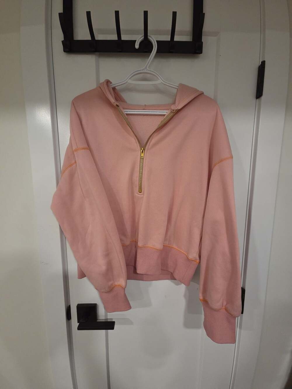 Trendy Queen Half Zip Cropped Hoodie Pink